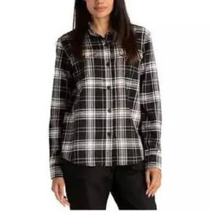 Tilley women’s plaid button down flannel long sleeve medium buffalo check